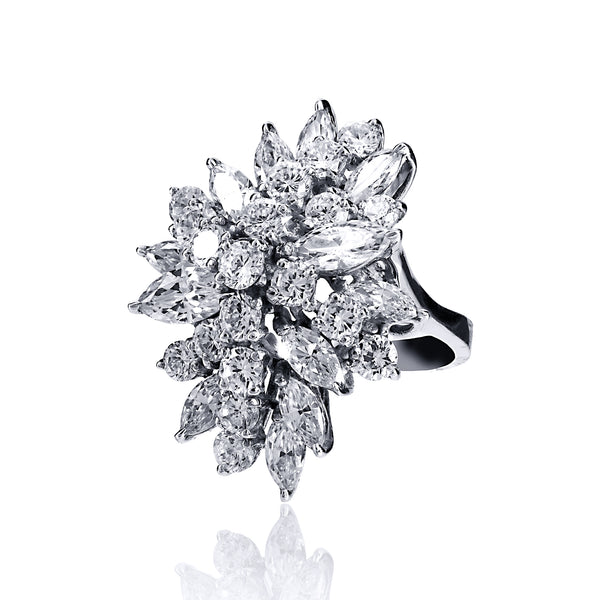 Marquise and Round Cut Cluster Cocktail Ring