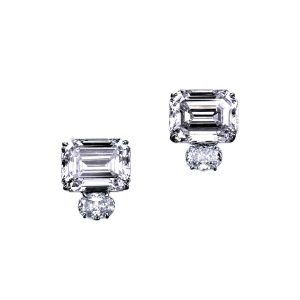 Emerald Cut Earrings with Oval Accents – 13.5 CTW