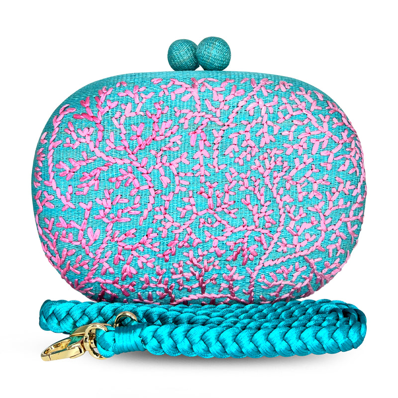 Coral Clutch - Turquoise/Pink