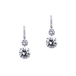 Pave Double Drop Round Earrings – 9 CTW