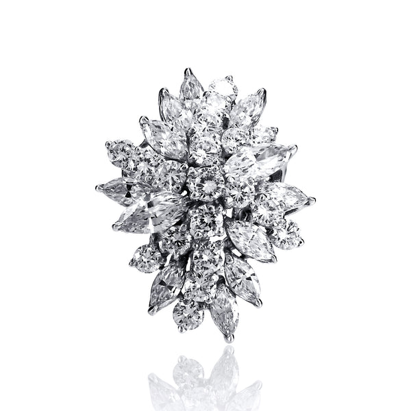 Marquise and Round Cut Cluster Cocktail Ring