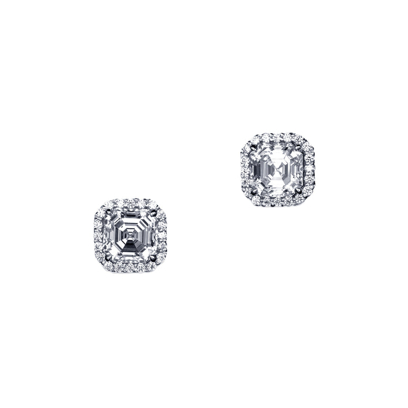 Asscher Cut Halo Studs – 5 CTW