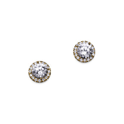 Round Cut Halo Studs in Yellow Gold – 3 CTW