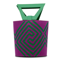 Mola and Leather Bucket Bag - Green