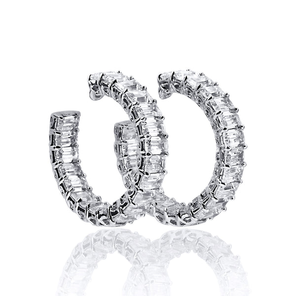 Asscher Cut Inside/Out Hoop Earrings – 12 CTW