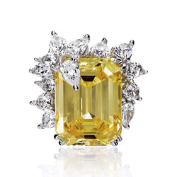Emerald Cut Canary Cocktail Ring with Pear Shaped Accents