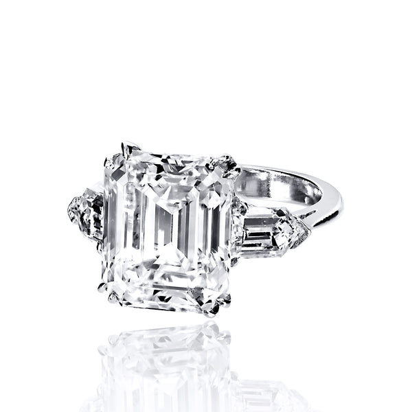 Asscher Cut Ring with a Duet of Bullet Accents - 7 CTW