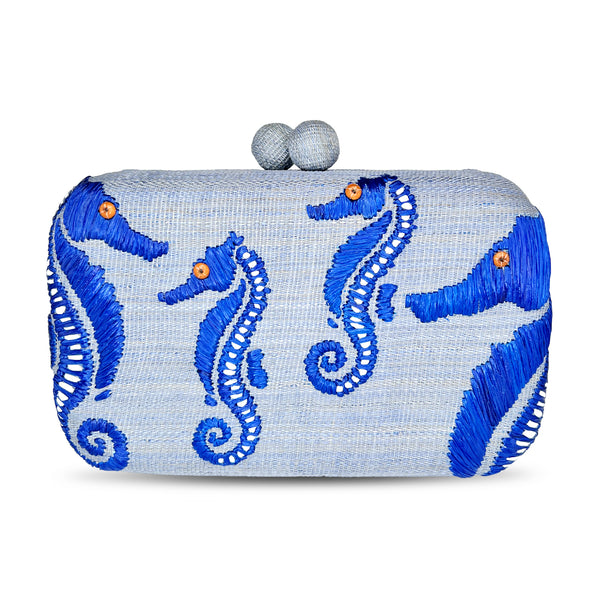 Seahorse Clutch - Sky Blue