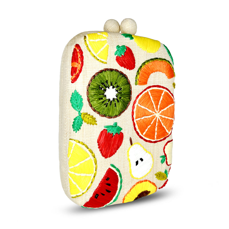 Fruity Vertical Clutch - Cream
