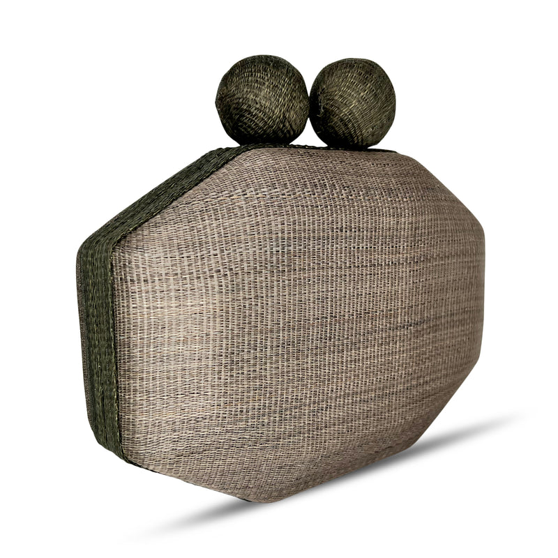 Jasmine Two Tone Tinalak Clutch - Light Gray/Dark Gray with XL Tinalak Closure