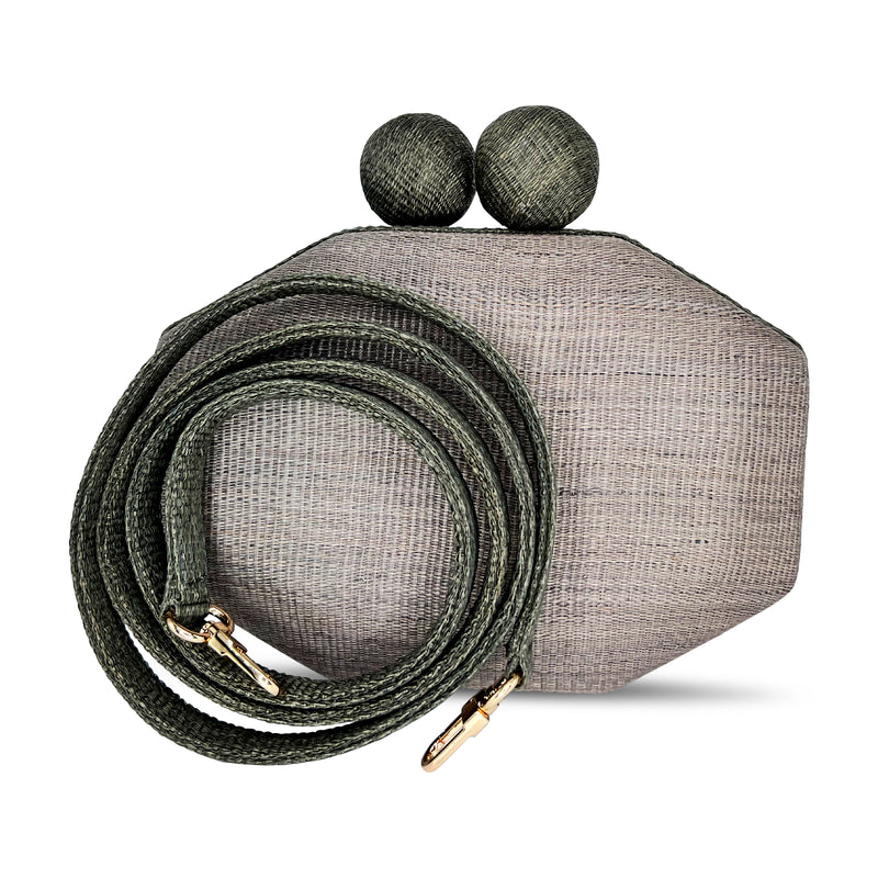 Jasmine Two Tone Tinalak Clutch - Light Gray/Dark Gray with XL Tinalak Closure