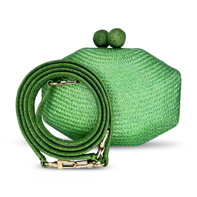 Jasmine Buntal Clutch - Kelly Green with Medium Tinalak Closure