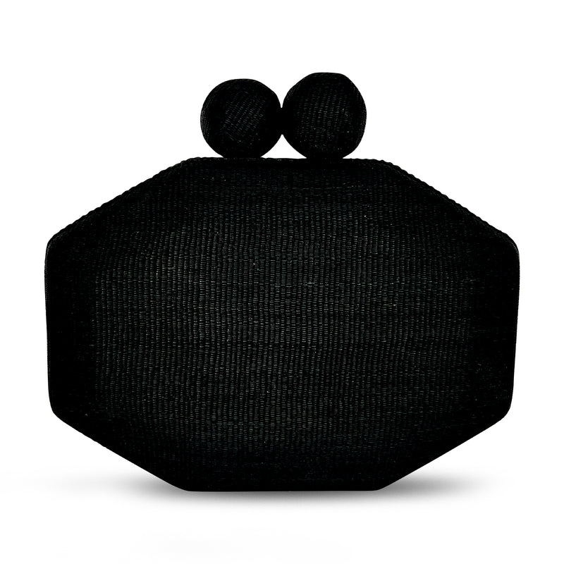 Jasmine Tinalak Clutch - Black with XL Tinalak Closure