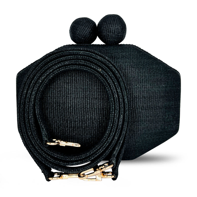 Jasmine Tinalak Clutch - Black with XL Tinalak Closure