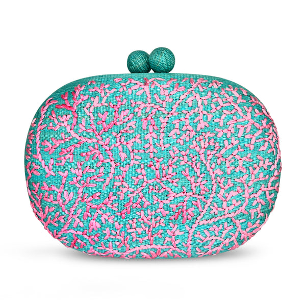 Coral Clutch - Turquoise/Pink