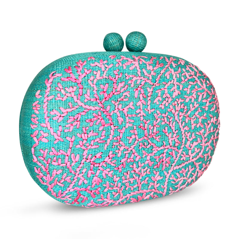 Coral Clutch - Turquoise/Pink