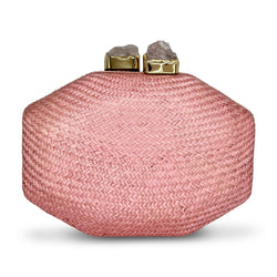 Jasmine Buntal Clutch - Pink with Stone Closure