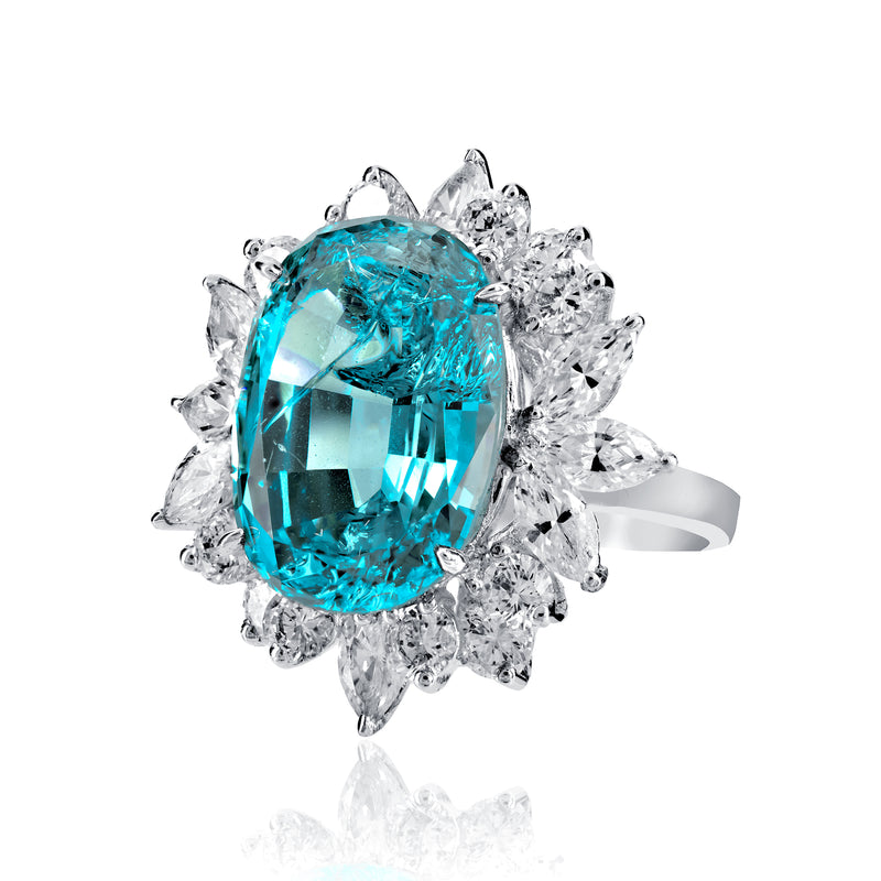 Oval Cut Cocktail Ring with Marquise and Round Accents - Multiple Colors