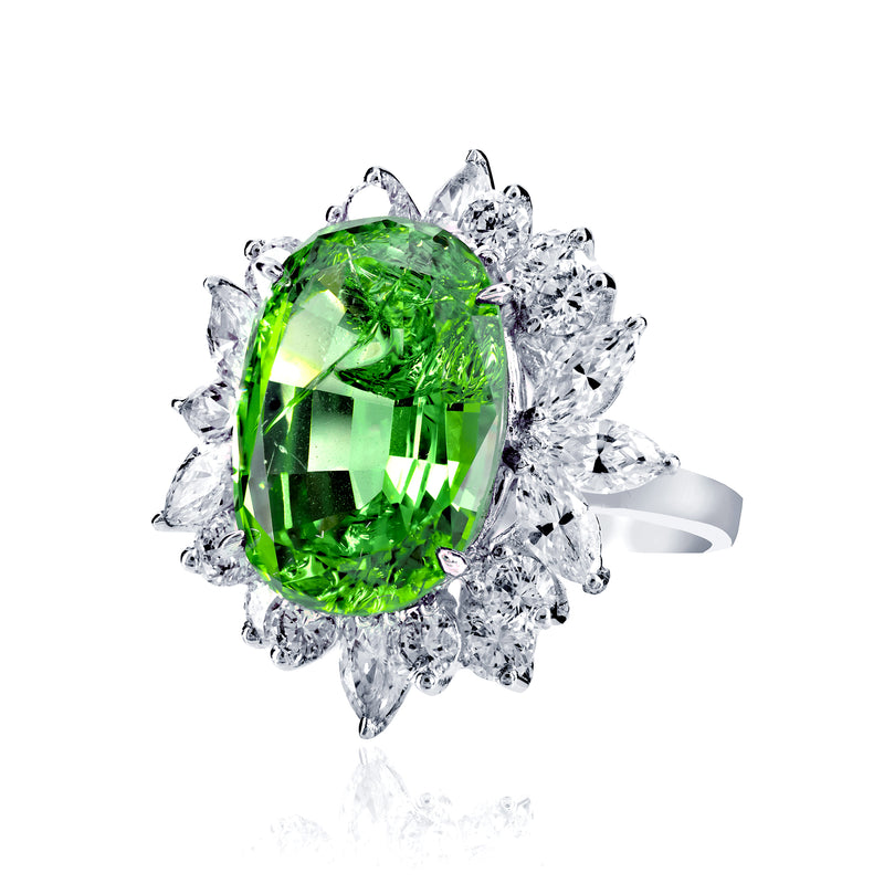 Oval Cut Cocktail Ring with Marquise and Round Accents - Multiple Colors